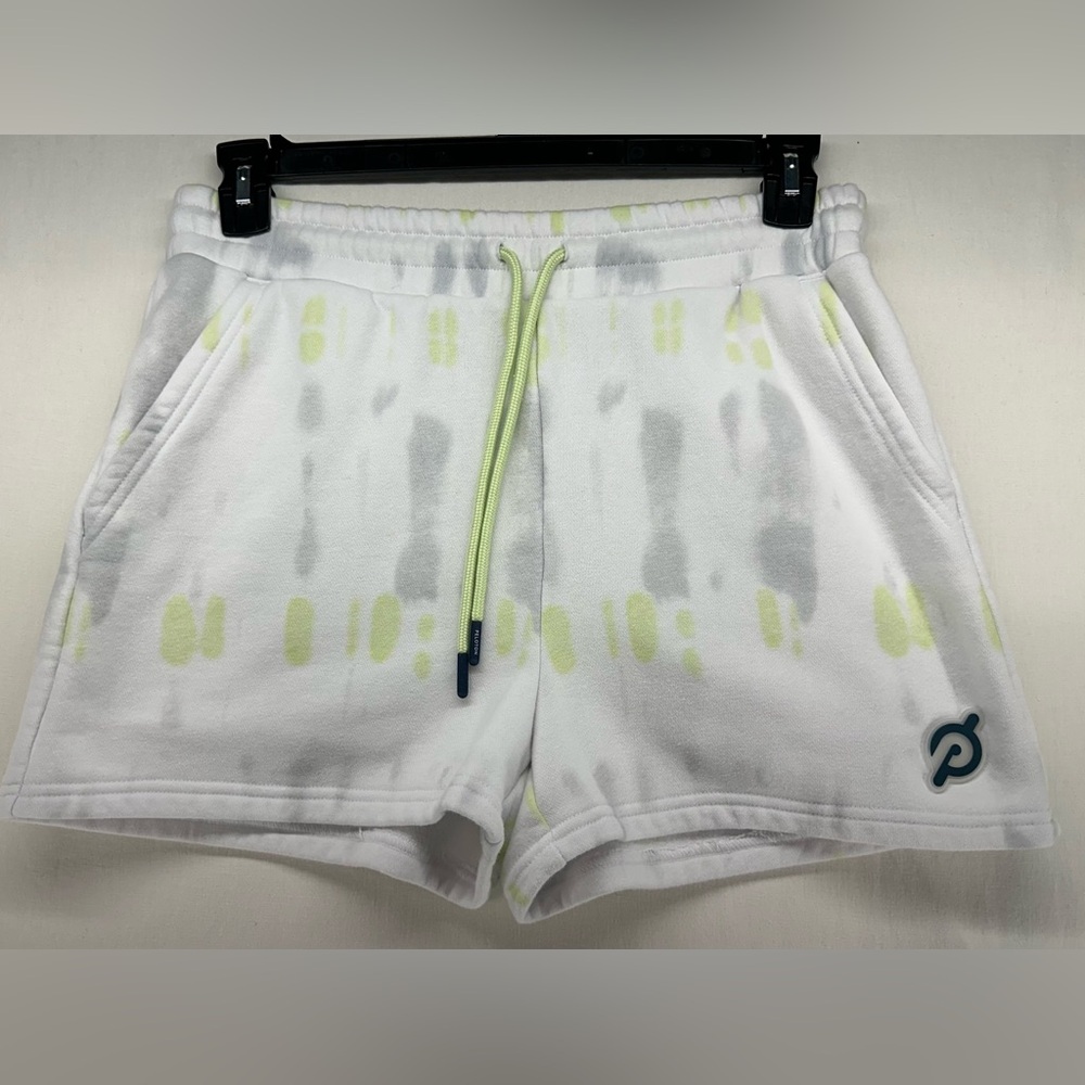 Peloton Chic Tie-Dye Sweat Short White Green Grey Women's Size M